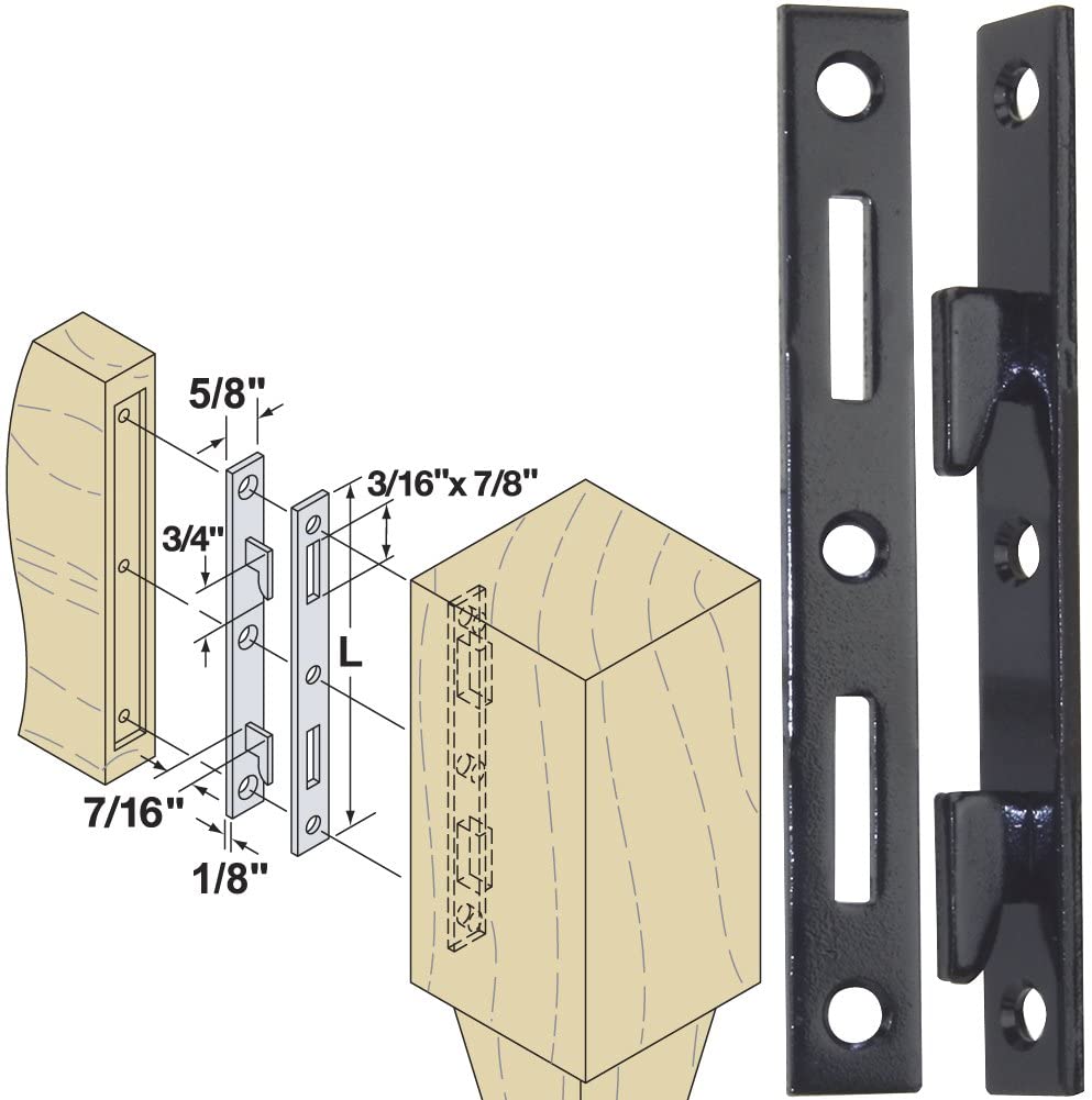 Wood Bed Rail Connecting Fittings, 4"/5"/6" Long