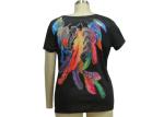 Colourful Women'S Half Sleeve T Shirts , Ladies Summer T Shirts Digital Feather