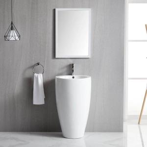 Quality Ceramic Bathroom Sanitary Ware Pedestal Basin Cylindrical Freestanding Sink wholesale