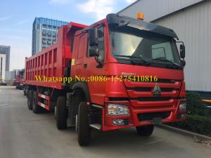 Quality Red Color HOWO 371/420 hp 8x4 12 wheeler Heavy Duty Mining Dump/ Dumper/Tipper Truck For Transporting sand stone ore wholesale