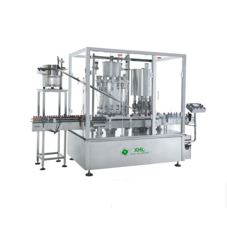 XHL YG24/12 small scale automatic liquid filling and capping labeling integrated machine for plastic bottle