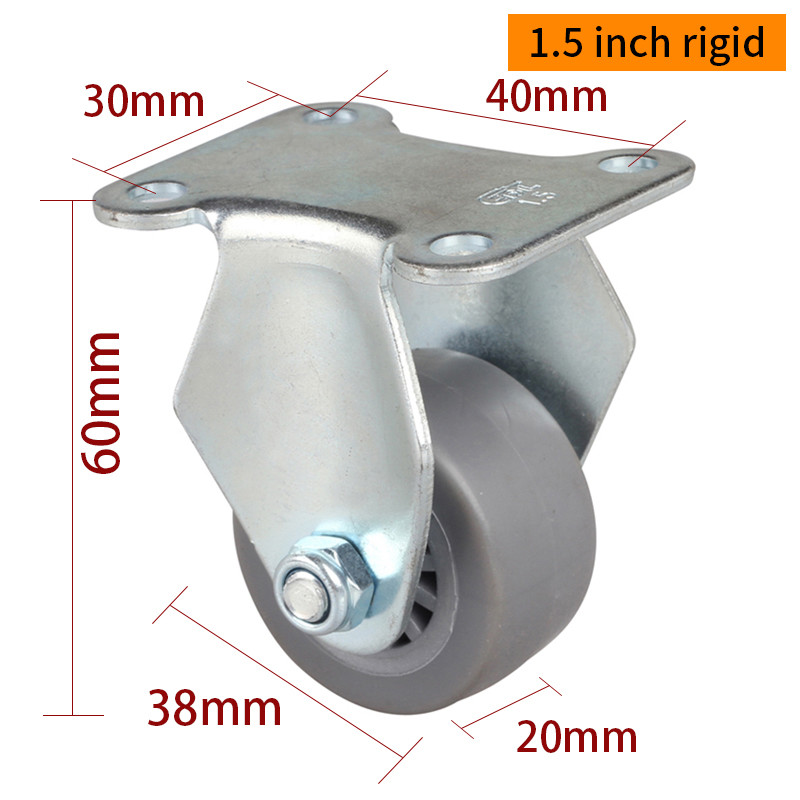 EDL Mini Caster Wheels 1.5inch 30kg Plate TPE by Rigid, Swivel and Brake type