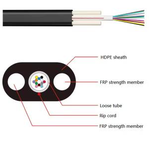 Quality GYFXTBY FRP Cable 2 4 6 8 12 Core Flat Type Outdoor Fiber Optical Cable wholesale