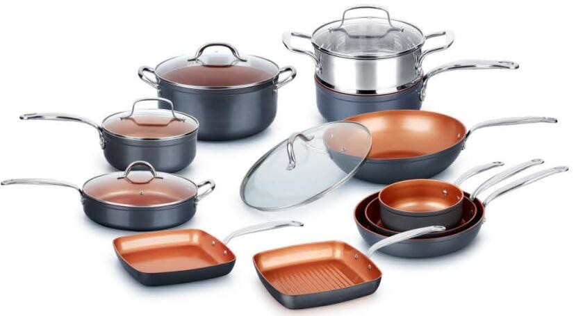 Pressed aluminum Red Copper Ceramic Non-Stick 10 Piece Cookware Set