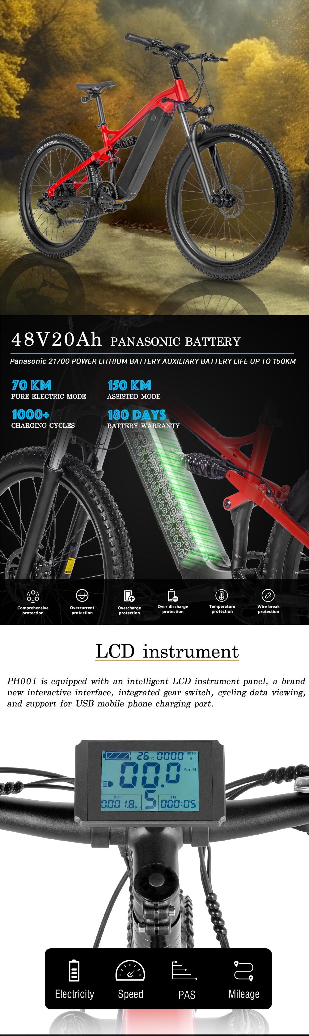 48V 500W Electric Mountain Bike Full Suspension For Commuting And Adventure