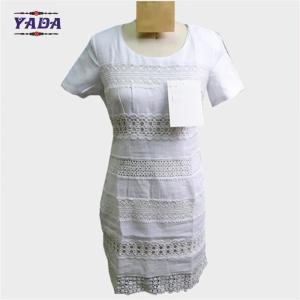 Quality Hollow out collar white short sleeve print fashion girls one piece dress dresses women sexy made in China wholesale