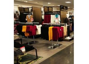 Quality Chorme Metal Floor Standing Garment Display Stand Two Ways Easy Assembly For Retail Shop wholesale
