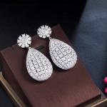 Fashion europe style women zircon earrings colorful cz stone Waterdrop earrings