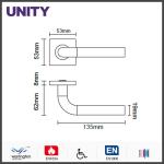 Stainless Steel Fire Door Lever Handle EN1906 and EN1634 Satin Finish