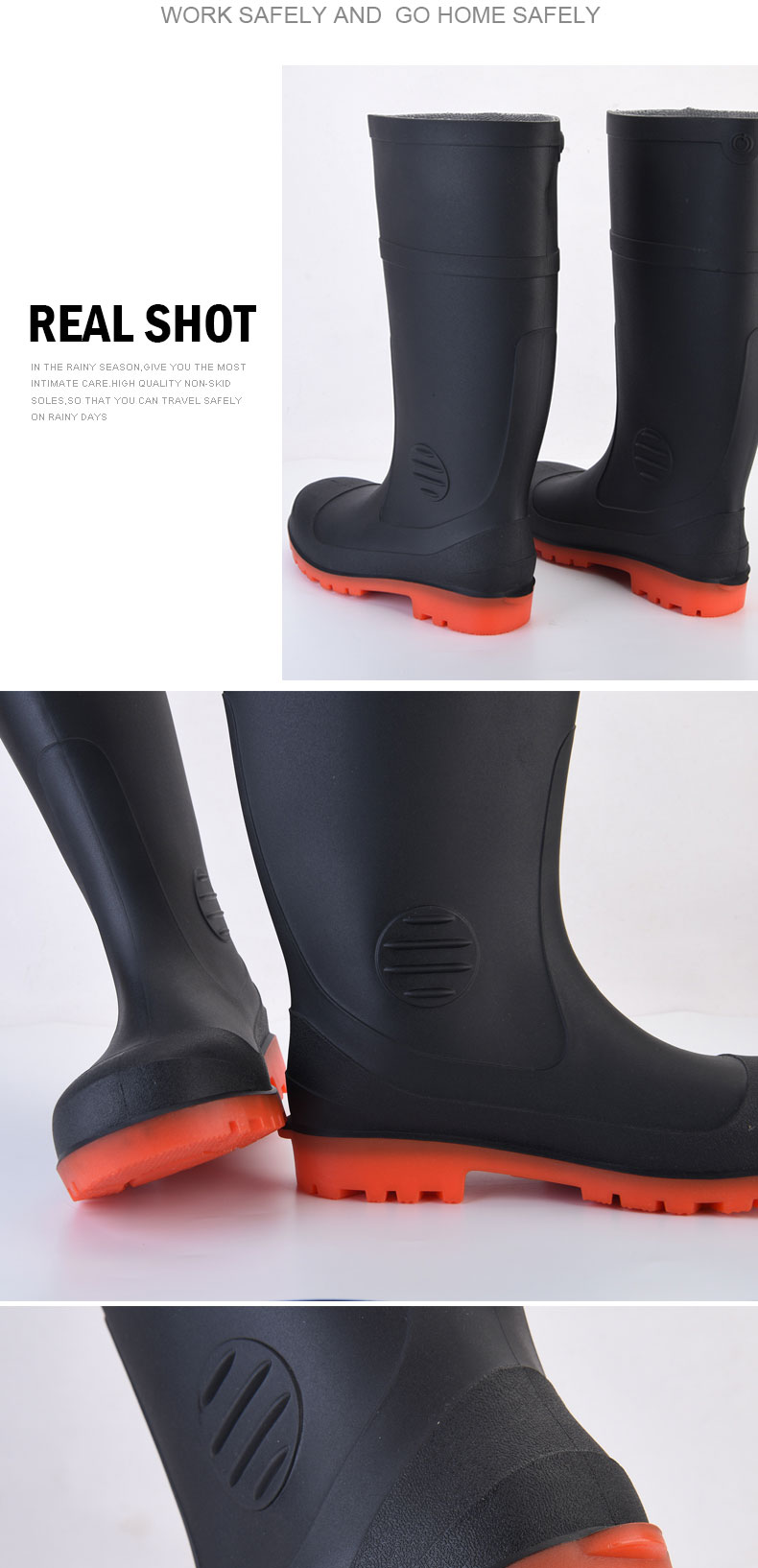 Waterproof Safety Rubber Boots Steel Toe Rain Boots Mens Puncture Resistant