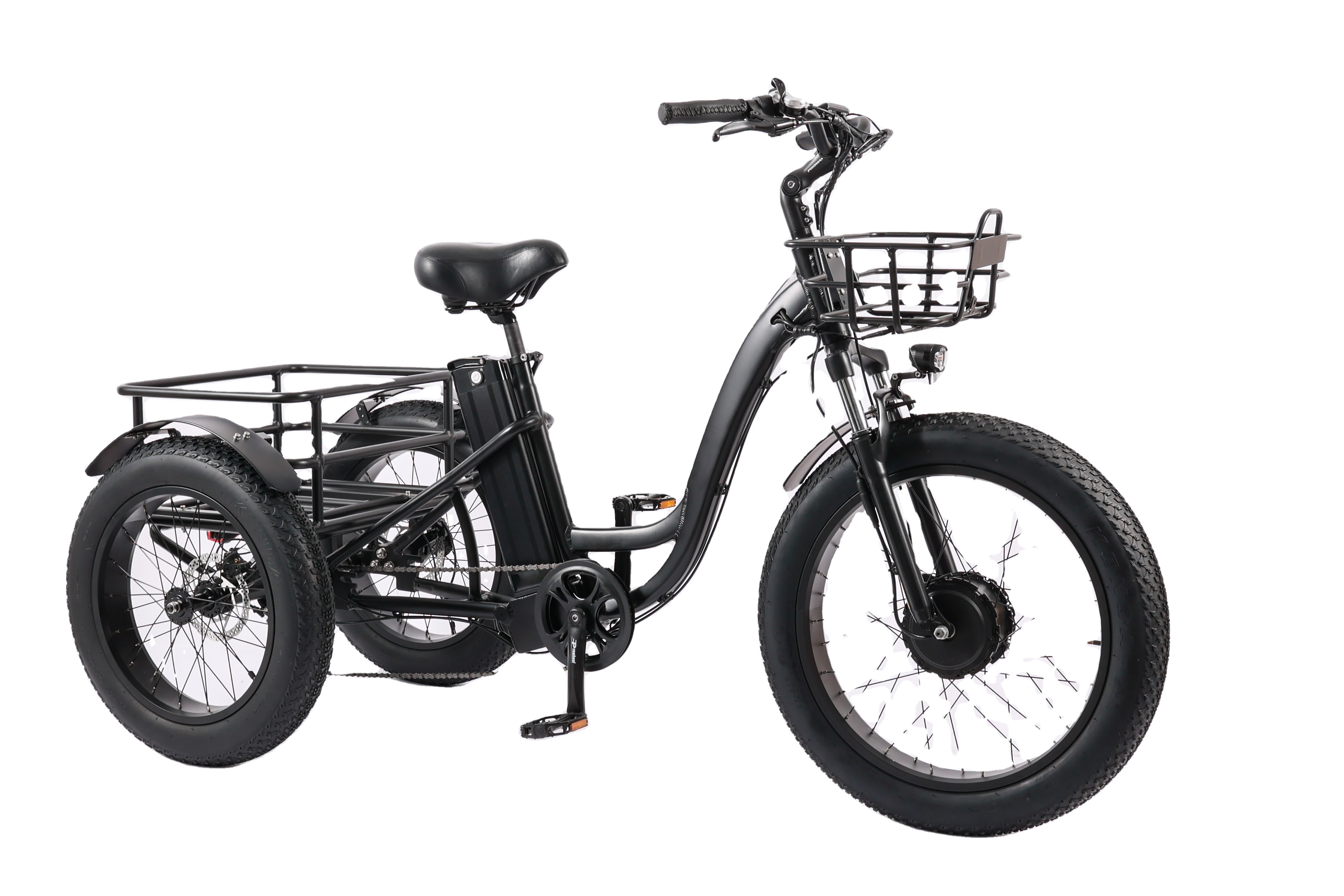 80km Range Electric Trike Papa Grande Fat Tire Cargo E-bike with 13Ah Battery Capacity
