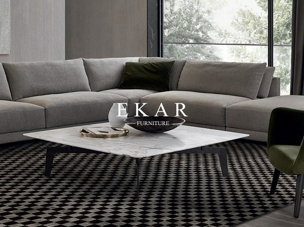 2 Drawer Wooden With Leather Rectangle Metal Frame Modern Coffee Table