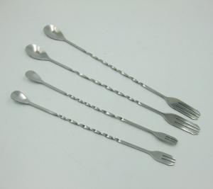Quality Stainless steel double stir bar Milk tea coffee spoon scoop cocktail bar section rod long handle more key wholesale
