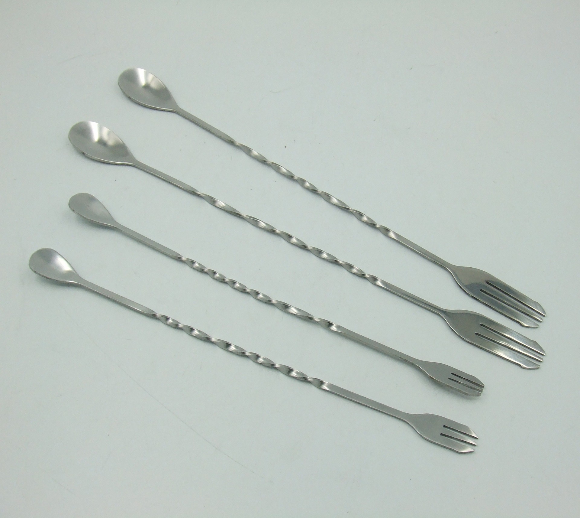 Stainless steel double stir bar Milk tea coffee spoon scoop cocktail bar section rod long handle more key
