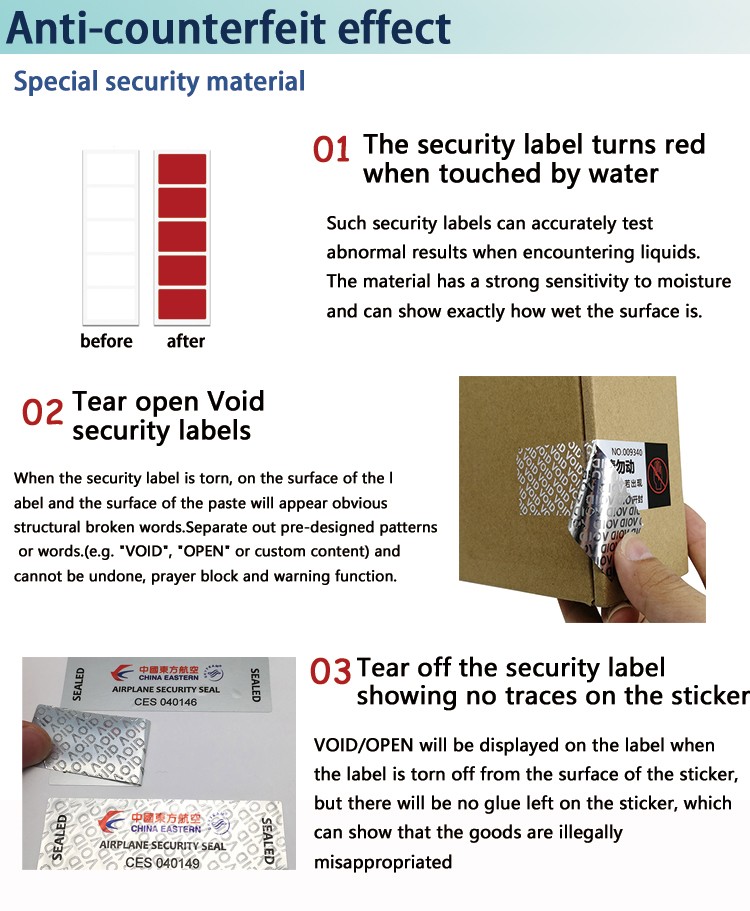 Colorful Tamper Evident Security Labels For Protection