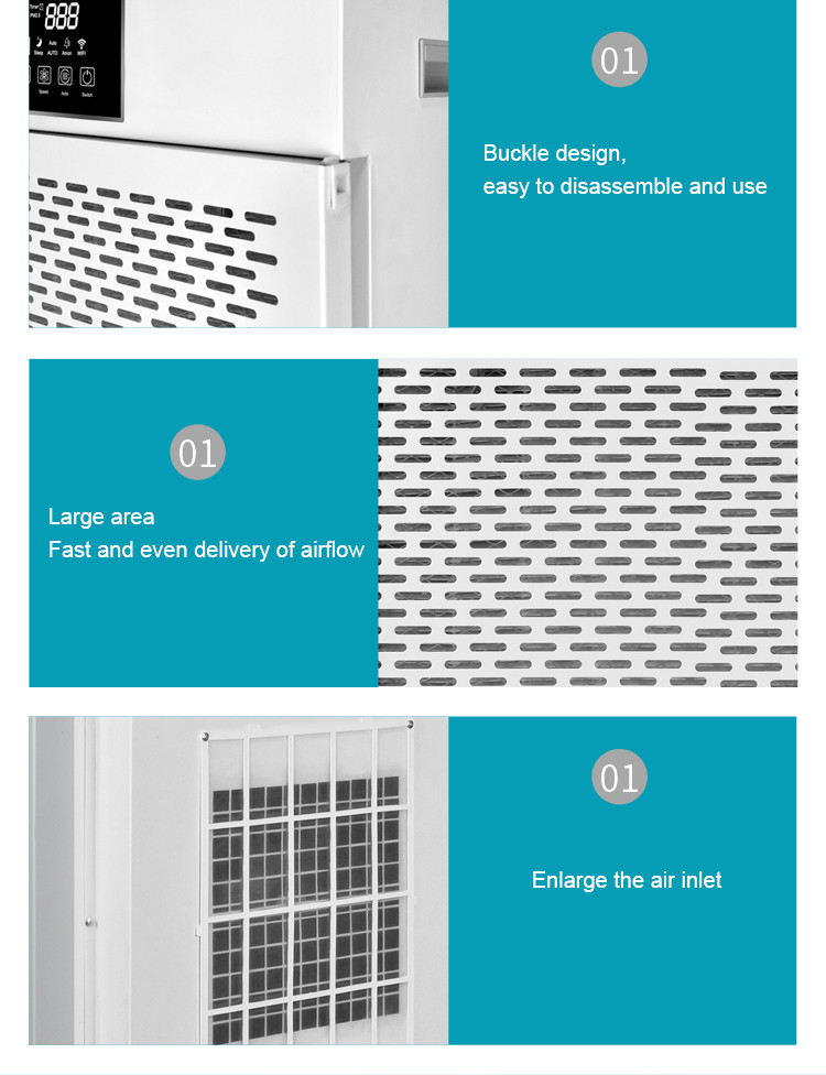 Galvanized Sheet 260W H13 HEPA Filter Air Purifier