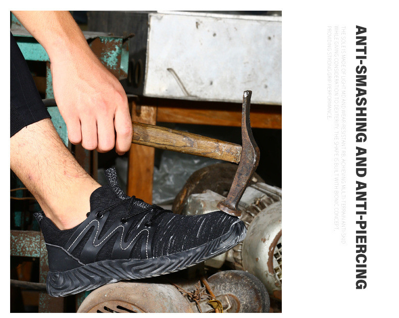 Breathable Work Shoes Flying Knit Safety Shoes Comfortable Safety Shoes Construction Work Shoes For Summer
