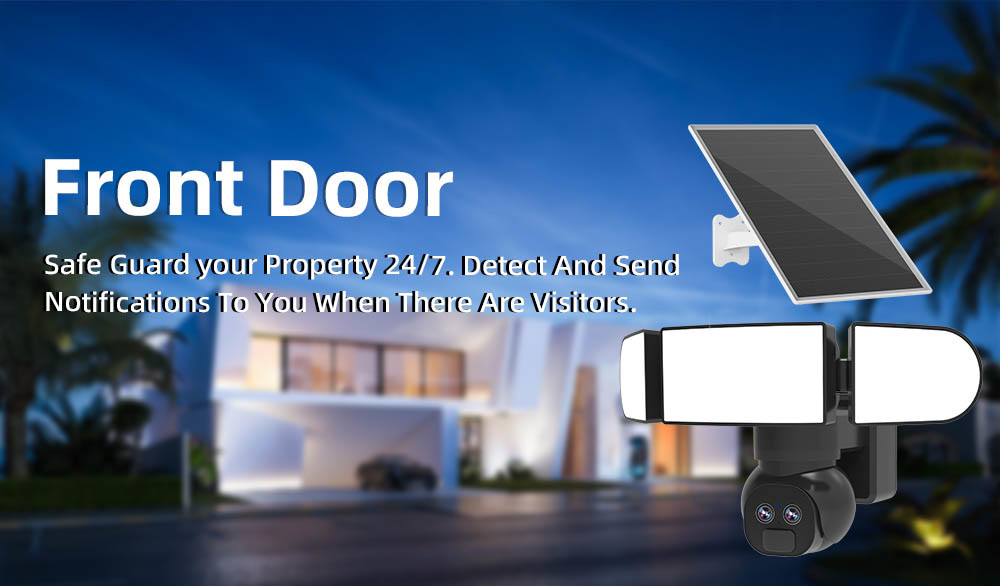 Dual Lens 4G PTZ Camera 6MP 1500 Lumens IP65 Solar Street Light Surveillance Camera
