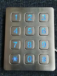 Quality 3X4 vandal resistance stainless steel back lighted numeriic keypad wholesale