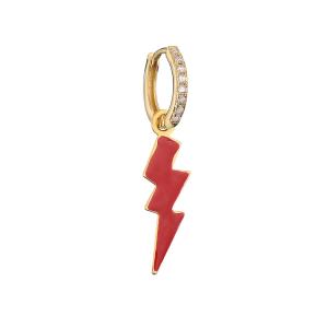 Quality CZ Lightning Bolt Hoop Earrings OEM Classic Gold Plated Enamel Earring wholesale