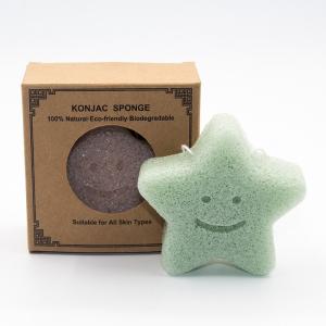 Quality Antibacterial Pentagram Green Tea Konjac Sponge Removes Dirts Makeup Sponge Cleanser wholesale