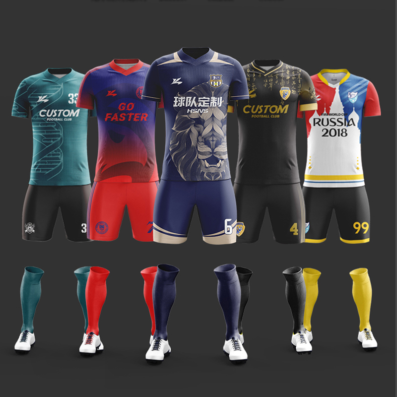 Quantity customized OEM ODM soccer set Boys and girls kids men long and short sleeve jersey football games training team uniform