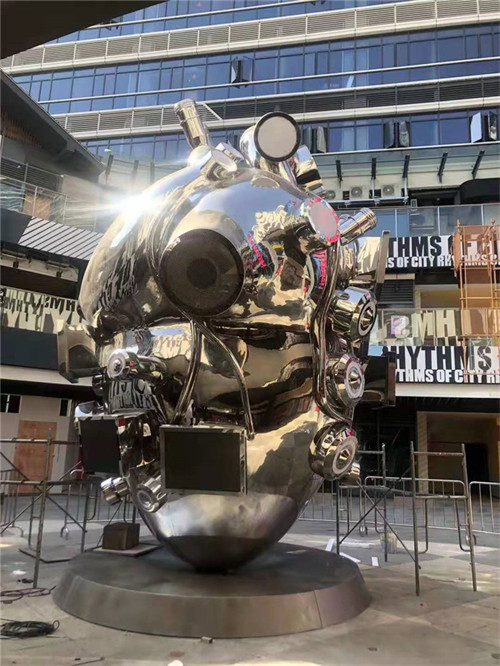 Interactive Art Heart Shaped Sculpture Stainless Steel Electronic Customized