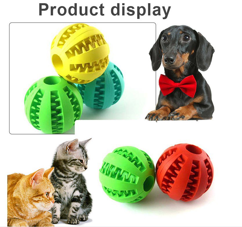 Dog Chew Toys Tpr Rubber Puppy Treat Toy Ball Feeding Ball For Pet in Light blue/yellow/red/dark blue/orange/green Colors