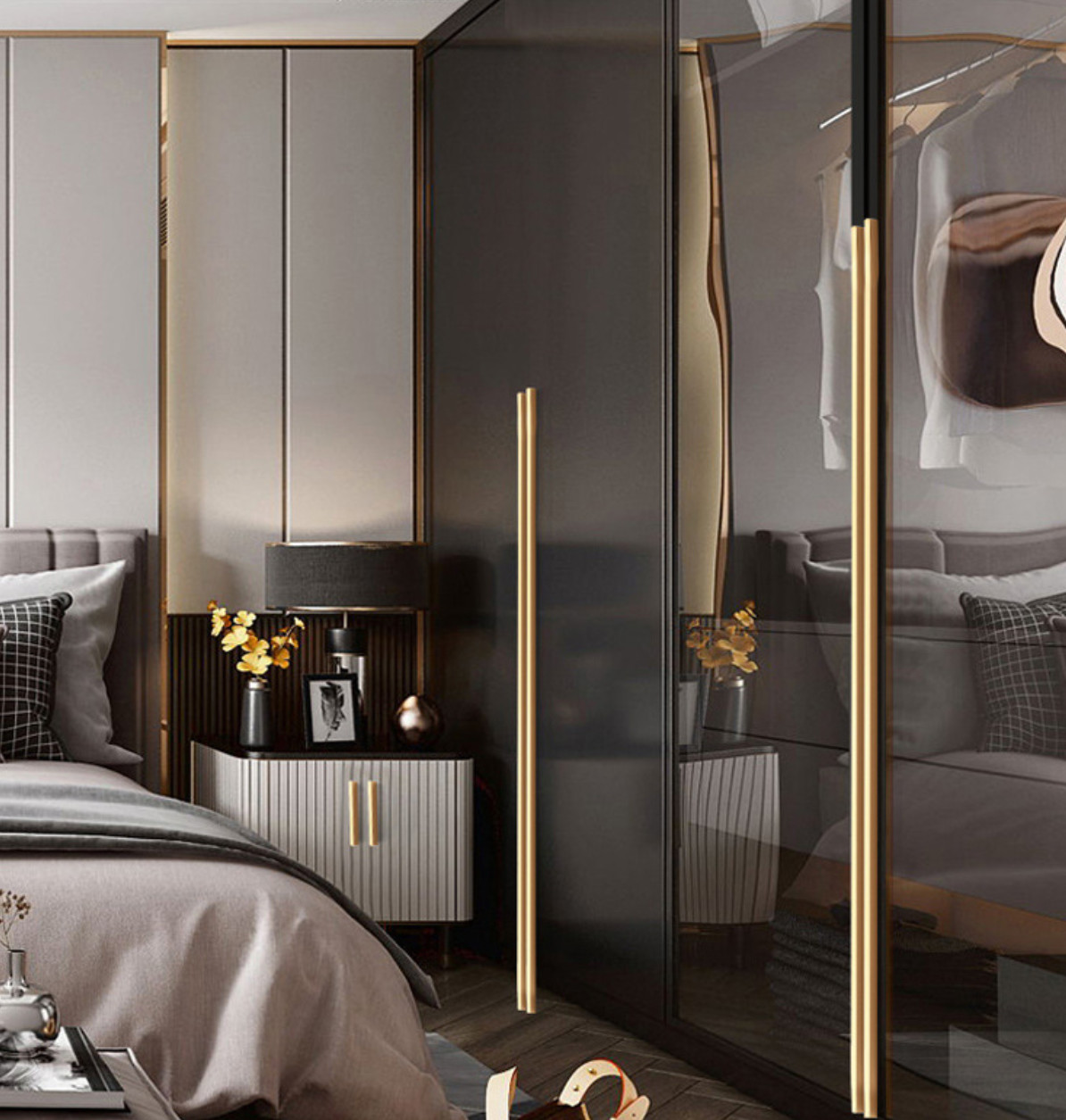 Round Head Aluminum Wardrobe Handle 100mm 200mm Customized Length L Shape