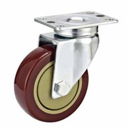 Quality medium duty 4&quot; swivel red polyrethane caster zinc plated, swivel PU castors wholesale