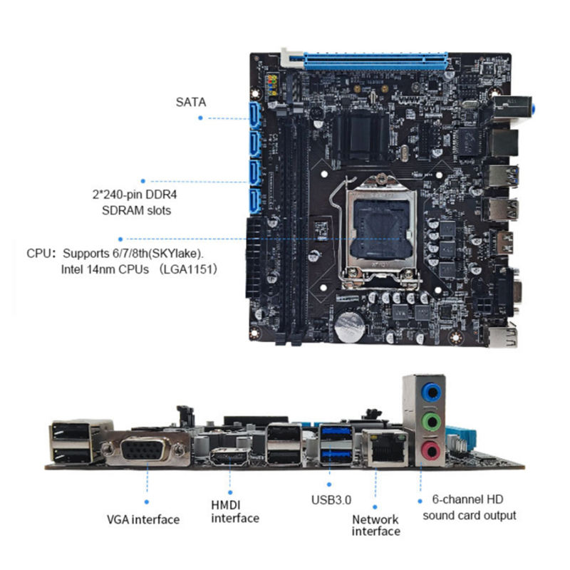 Factory Wholesale H110 PC Motherboard LGA1151 Support i3 i5 i7 cpu Dual DDR3 Desktop Motherboard H110