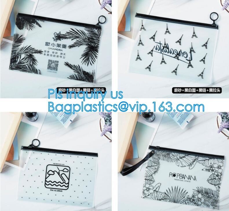 PVC transprent slider bag for packing underwear, Frosted k bag EVA PVC hanger bag for clothes, EVA frost drawstrin