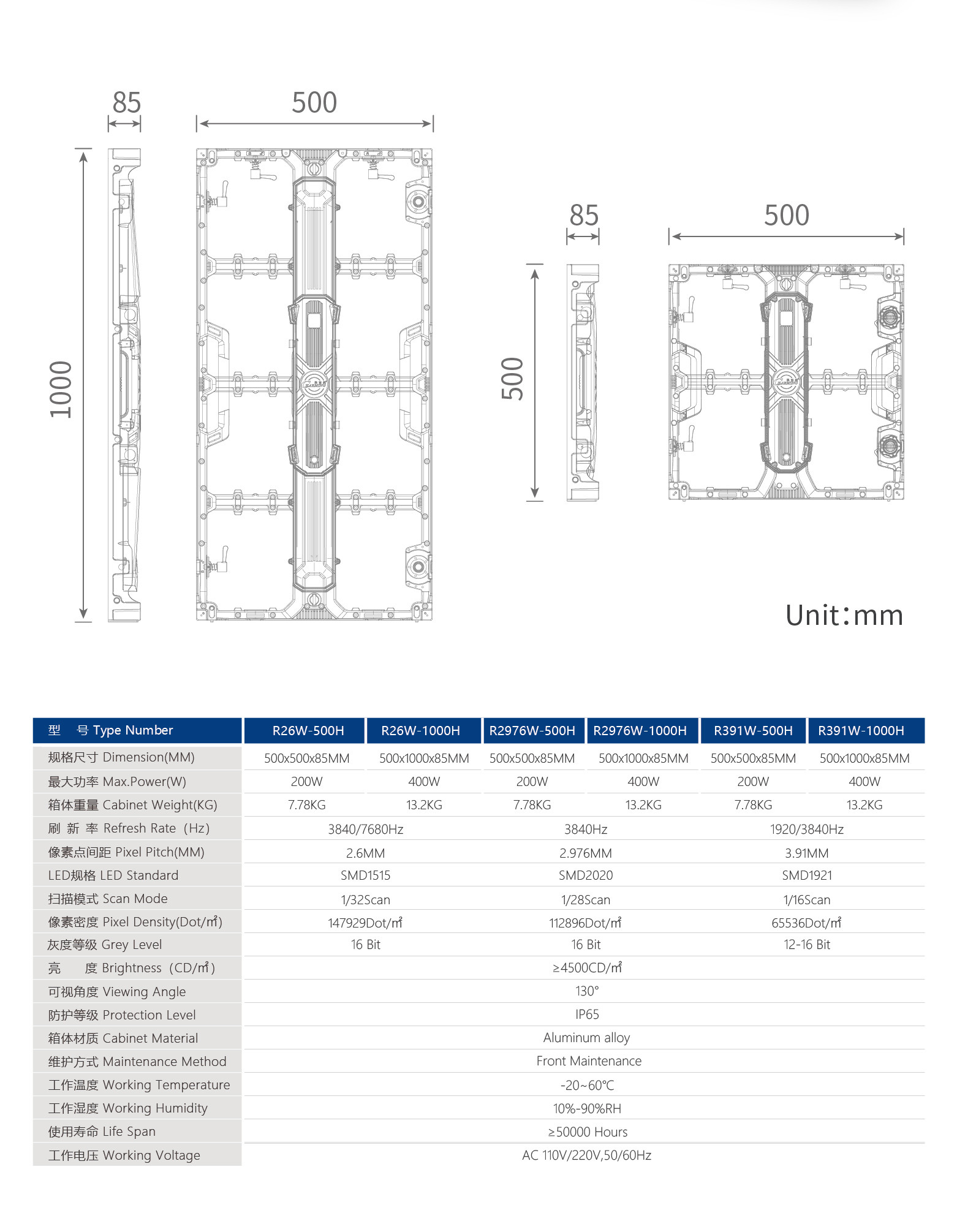 Waterproof LED Display Screens Full Color Rental LED Display Screens P2.6 P2.98 H Series