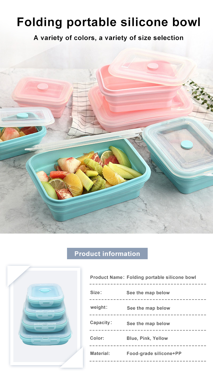 Bpa Free 550ml 1L 3L Camping Foldable Lunch Box