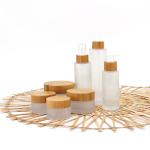 Glass Cosmetic Containers Bamboo Cosmetic Packaging Bamboo Lid Cream Cosmetic