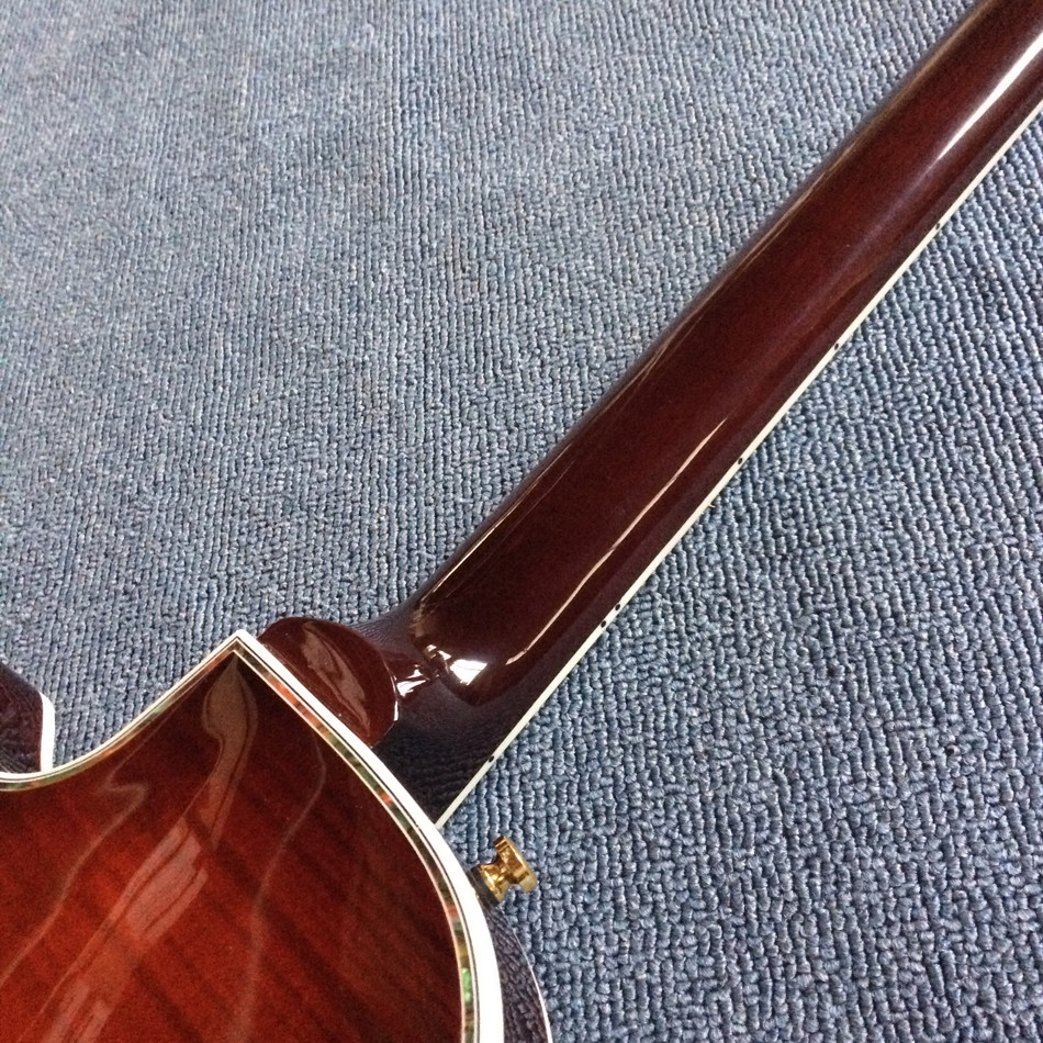A new style of custom guitar, double F holes,Gold hardware,Flame Maple Top & Back