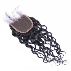 Quality Qingdao Top Lace Closure 45Gram Natural Color Peruvian Water Wave Human Hair Closure wholesale