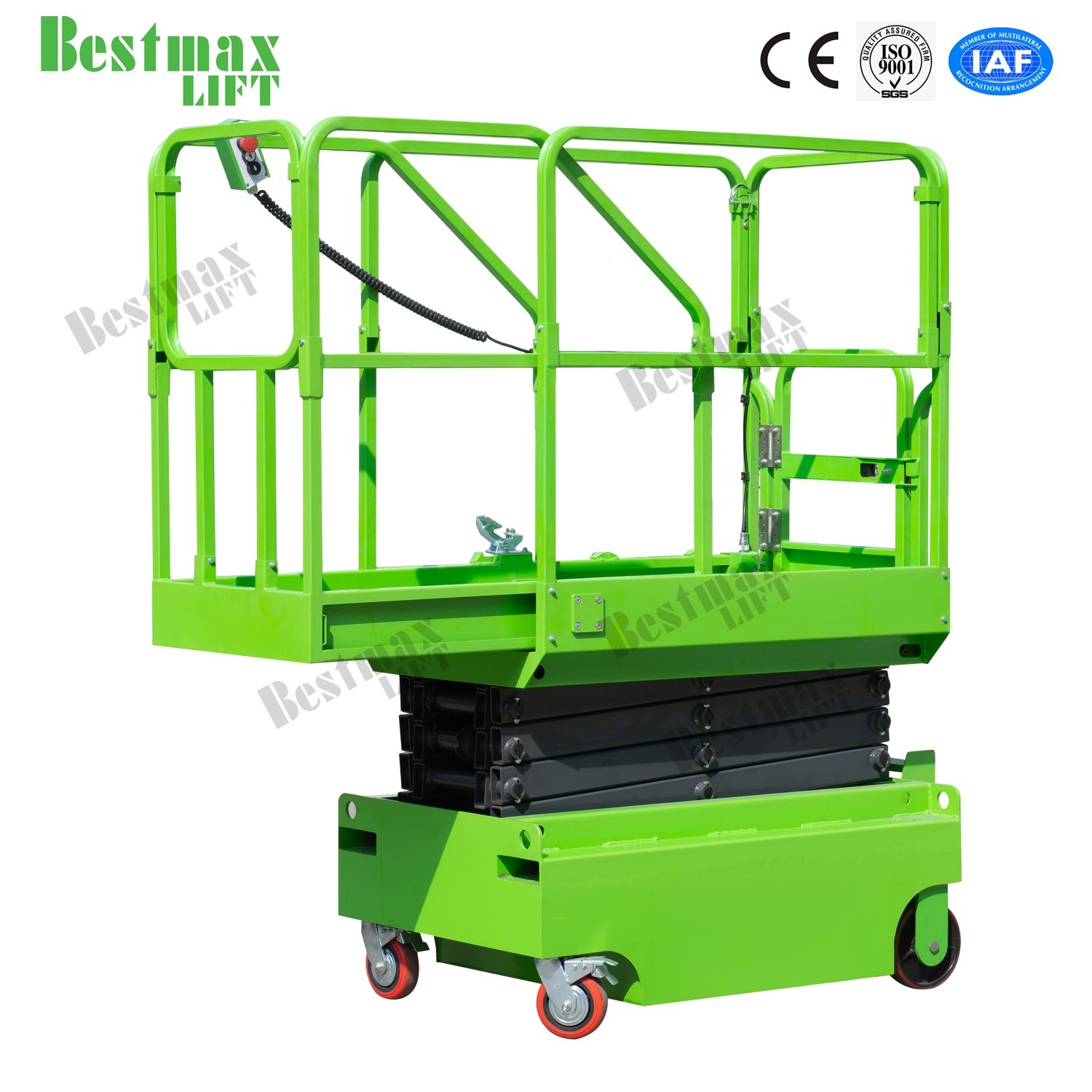 3m Platform Height Mini Scissor Lift Manual Pushing Aerial Work Platform With CE