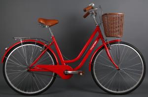 Quality Cheap hi-ten steel colorful 26 inch OL elegant city bicycle for lady with Shimano 7 speed with pvc basket wholesale