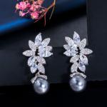 Pearl Jewelry SetBridal Wedding Jewelry Sets For Women Green Crystal Silver