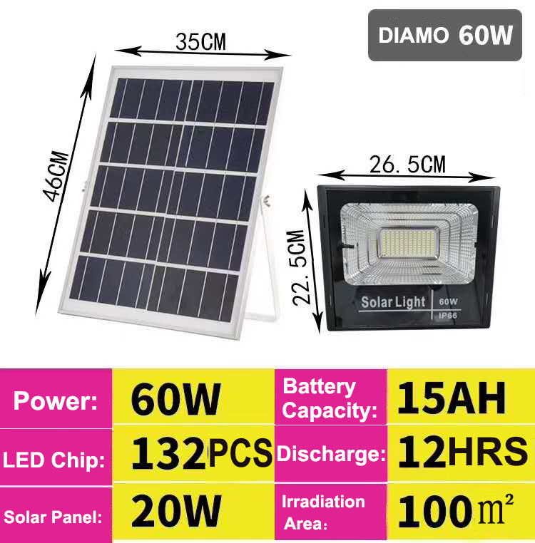 Road Lighting 25W 60W 100W 150W 200W 300W Wireless Motion Sensor Solar LED Floodlight