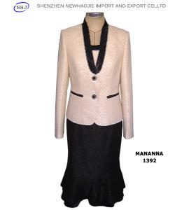 Quality cheap skirt suit high neck designs for ladies suit wholesale