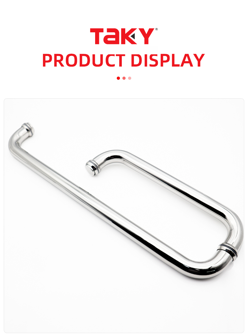Stainless Steel 304 Shower Room L Type Door Handle Polished Chrome Shower Glass Door Handle