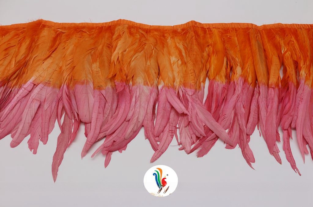 Pattern Bleached Two Tones Color Rooster Coque Feather Fringe Trim for Samba Costumes