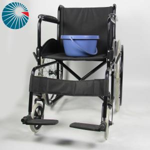 Quality 46cm Seat Width Folding Steel Wheelchair With Black Powder Coating Frame 100kg wholesale