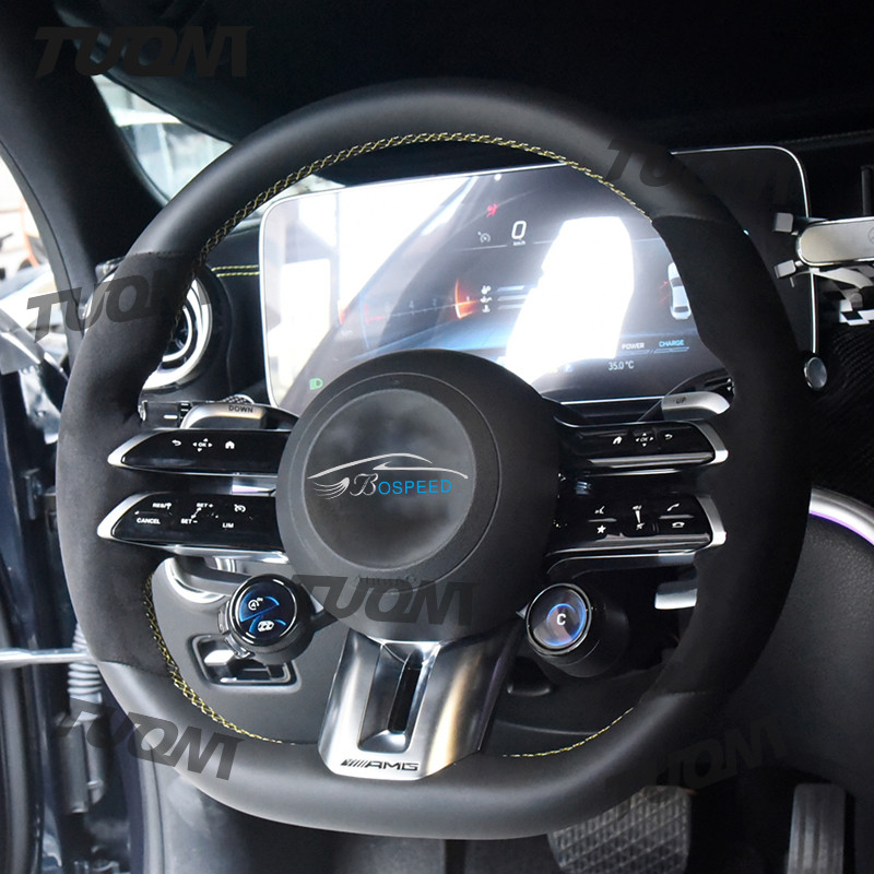 Customizable Full Leather Steering Wheel Control Device 350mm Size