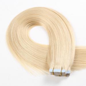 Quality #60 Lightest Blonde Real Human Hair Tape In Extensions Straight Texture wholesale