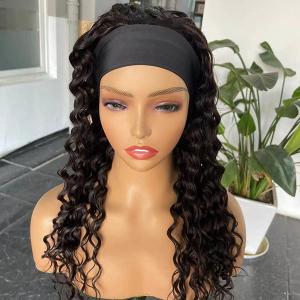 Quality Headband Glueless Kinky Curly Wig Human Hair Water Wave 360 frontal 22inch wholesale
