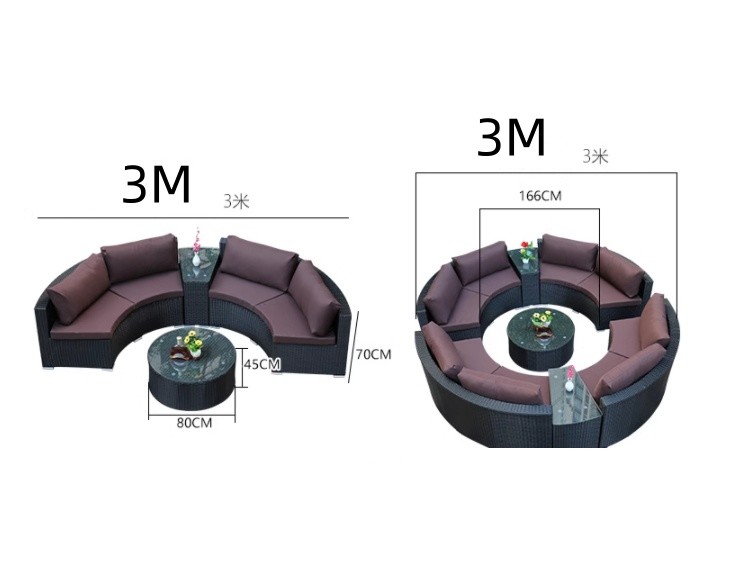 Outdoor Leisure Courtyard Villa Garden Outdoor Arc-Shaped Combination Of Aluminum Alloy Waterproof And Sunscreen Rattan