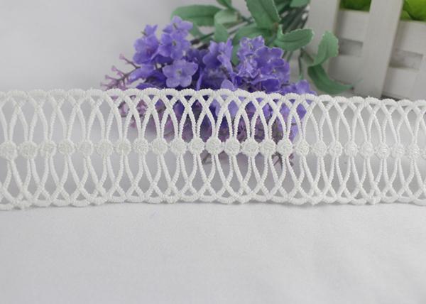 White 4.2cm Width Floral Guipure Lace Trim By The Yard , Wedding Stretchy Lace